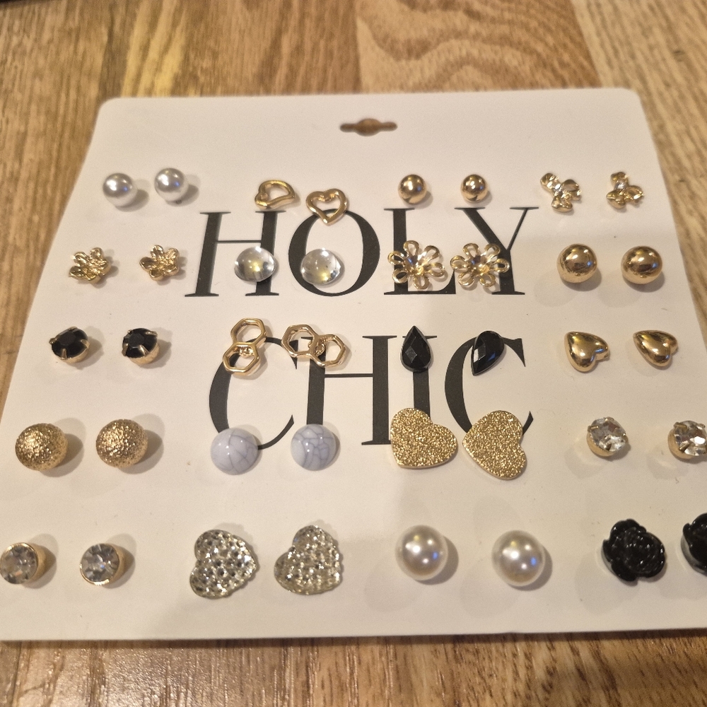 Holy Chic 16 Pair Gift Fun Stud Earring Set